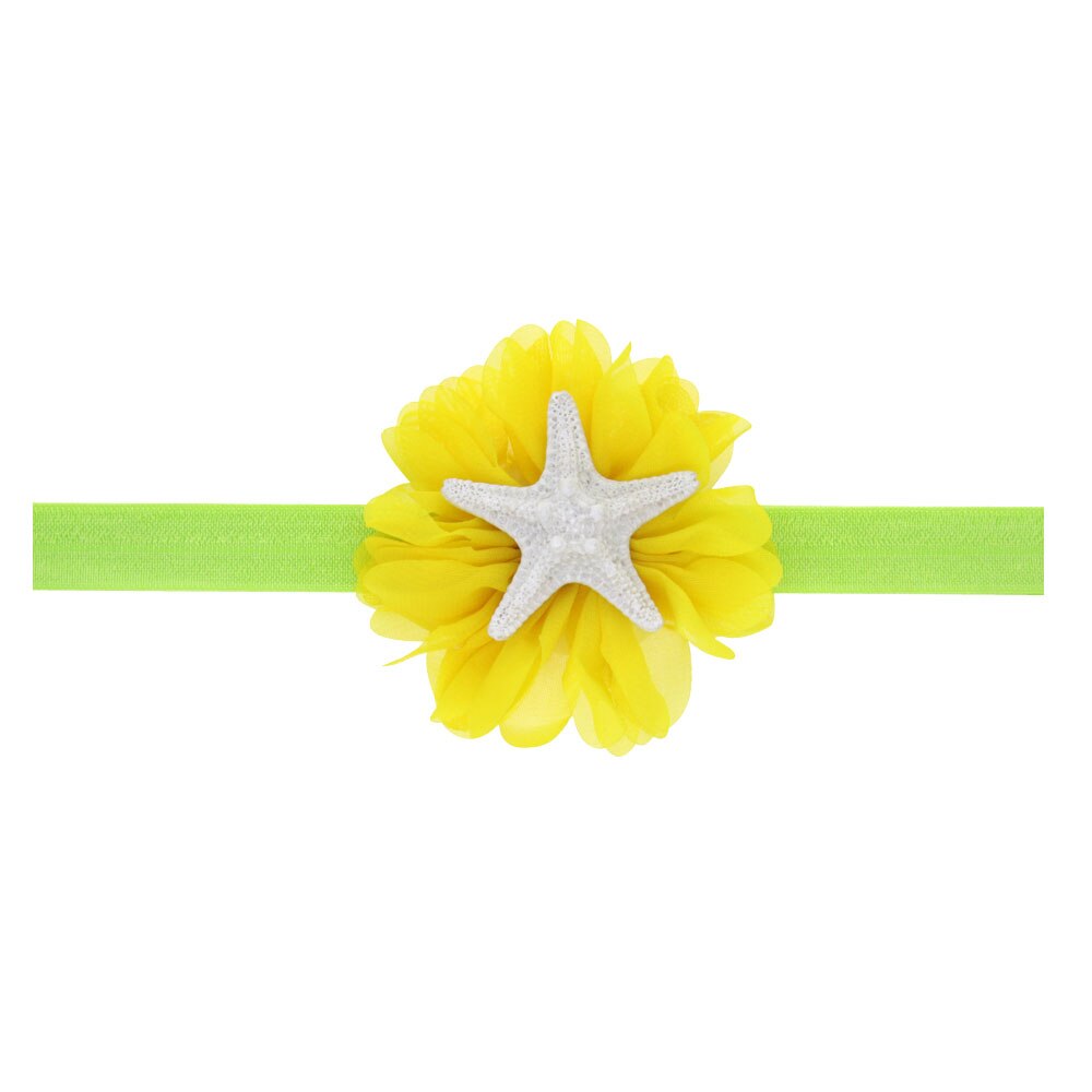 Mermaid sea shell flower elastic headband soft baby mermaid headband, Baby toddler headband, under the sea photo prop HB341S: Yellow