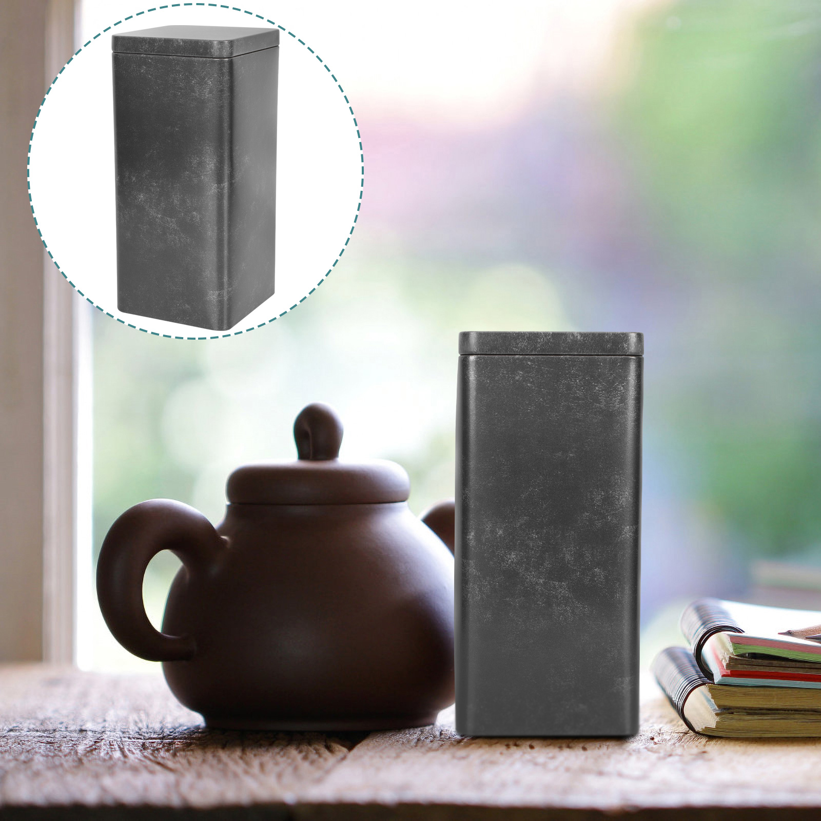 Tinplate Tea Caddy Retro Style Tea Storage Can Portable Tea Tin Home Office Tea Container