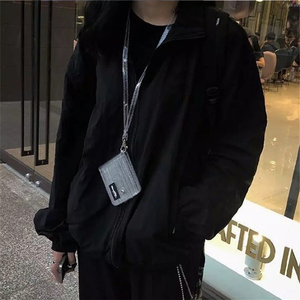 Genomskinlig id-korthållare pvc vikbar kort plånbok högklassig kvinnor flicka glitter visitkort fodral handväska med snodd