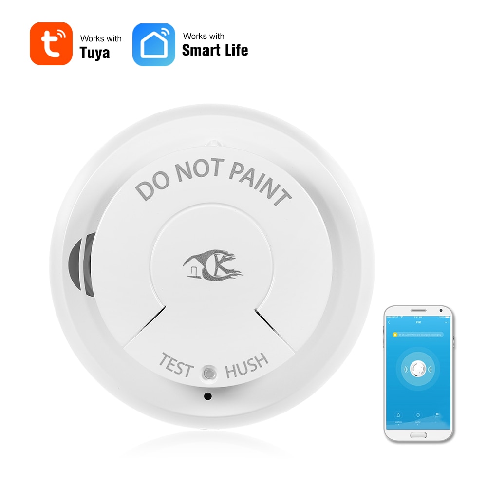 Sistema de alarma de incendios inteligente Detector de humo Sensor de humo Wifi Smart Life Tuya funciona con Alexa Google Home IFTTT Detector de incendios