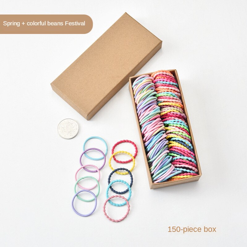 Kinderen Rubber Haarband Niet-Wegwerp Haarband Boxed Baby Kleine Nummer Meisjes Haarband Meisje Haar Accessoires Hoofdtooi: Spring 100   Color Bean Festival 50