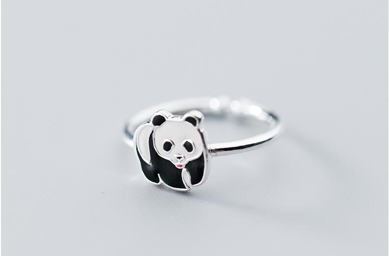 Bohemian Zilver Kleur Panda Ringen Voor Vrouwen Meisjes Grote Vinger Ring Bruids Sieraden Joyas De Plata