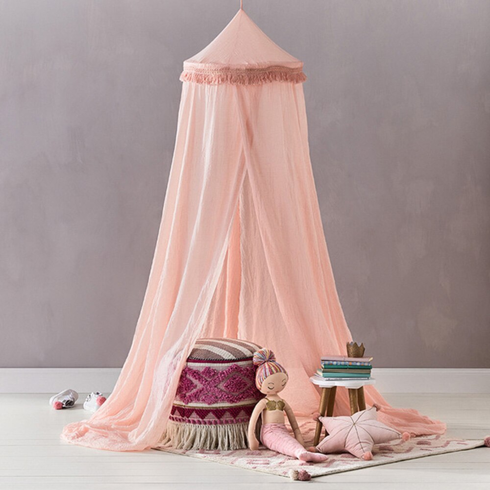 Chiffon Baby Canopy Mosquito Net Kids Play Tent Anti Mosquito Princess Round Bed Canopy Kids Room Decoration Canopy Mosquito Net: Pink