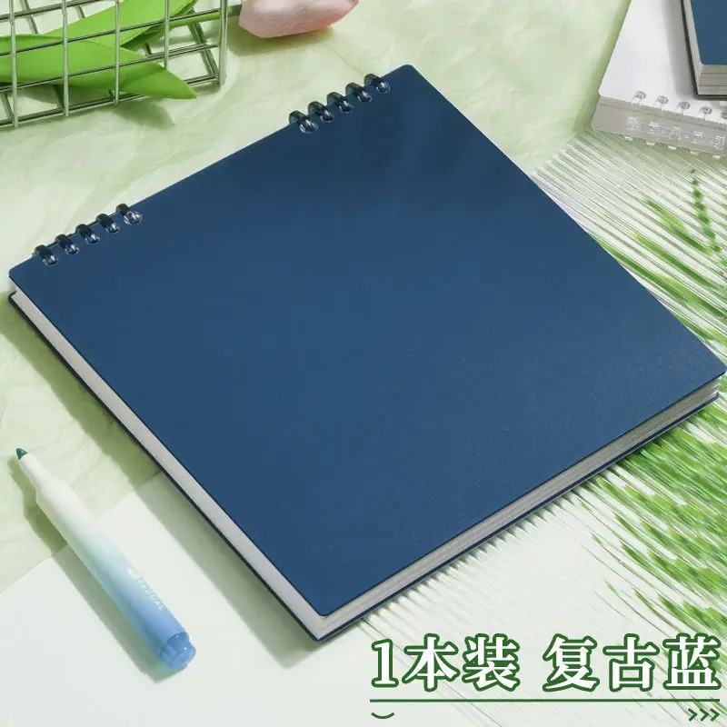 Flip Notepad Grid Notebooks B5 Diary Leaf Notebook Sketch Book Stationery Journal Writing Pads Office School Supplies: Navy Blue