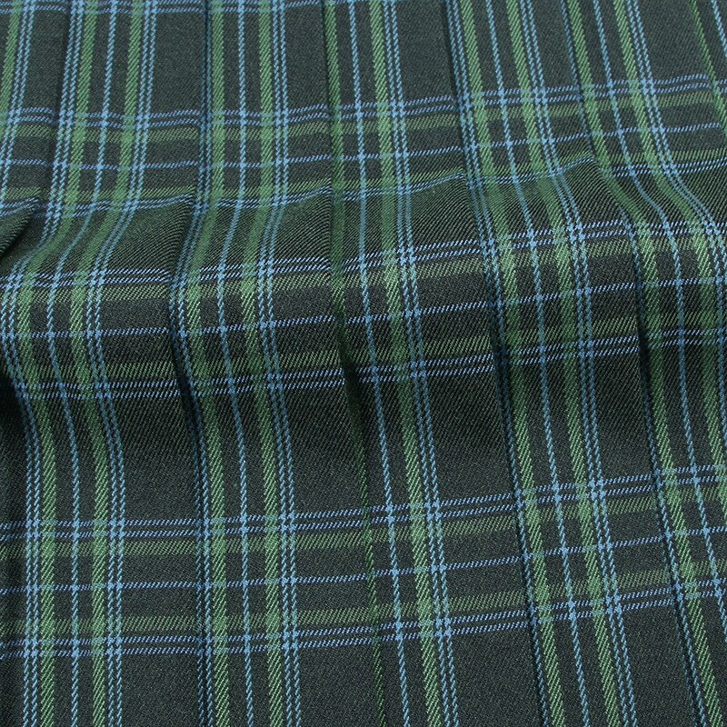 Verde azul cuadrícula uniforme escolar Falda plisada algodón estilo universal Mini cortos de colegio faldas