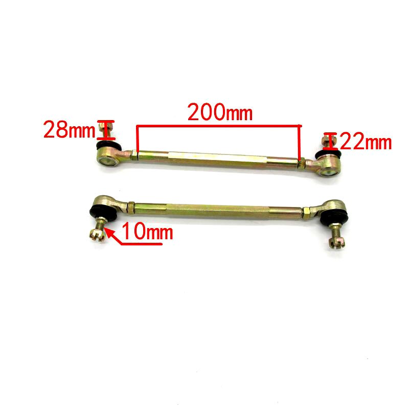 Barra de amarre para eje de dirección M10, 1 par, 200MM-250MM, con varilla de amarre, junta de bola para 4 ruedas, modificación de kart, ATV, Quad, 50cc-250CC, M10: 200MM
