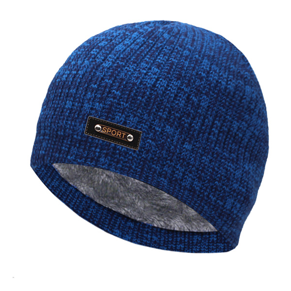 Strikket lue menn vinter luer til kvinner lue lue lue pels skullies luer шапка мужская hodeskalle gorro panser caps mann: Mørkeblå