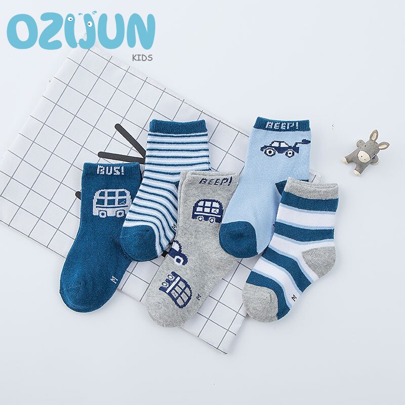 2017 Outono Inverno 5 Pares/lote Resiliência Das Crianças Meias de Algodão Para A Menina Menino Suor Respirável 1-3Y/4-6Y/7-10Y