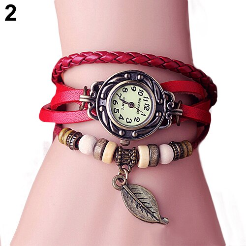 Women's Watch Retro Leather Bracelet Tree leaf Decoration Wrist Watch Ladies Quartz Watch relogio feminino часы