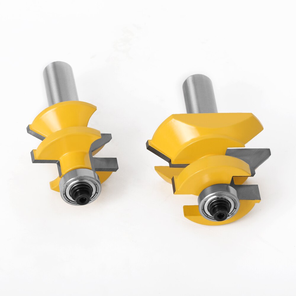 Sulco v de haste 2 peças 1/4 &quot;12mm 8mm, conjunto de brocas e roteador de língua com rolamentos de esferas premium, cortador de madeira