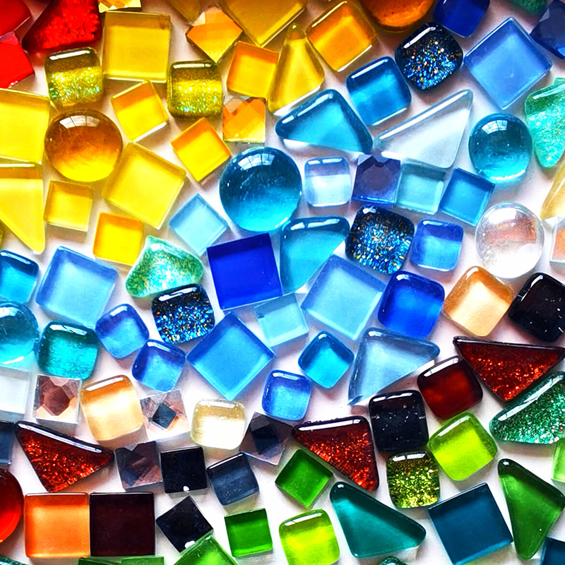 100g/3.52oz Glass Mosaic Tiles Multi Shape/Color Mixed Tiles Diversified Mosaic Materials DIY Crafts Stones