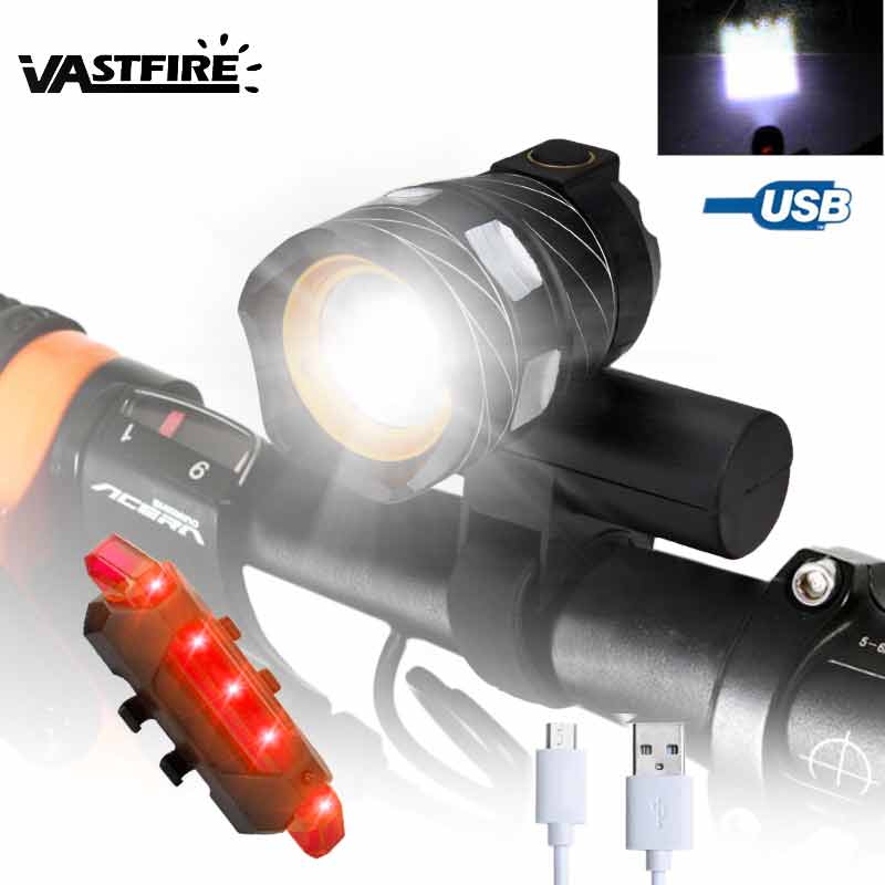 Wasserdichte USB Aufladbare Fahrrad Licht MTB Nacht Sicherheit Warnung Fahrrad Lampe mit Rücklicht Fahrrad Zubehör: Blau
