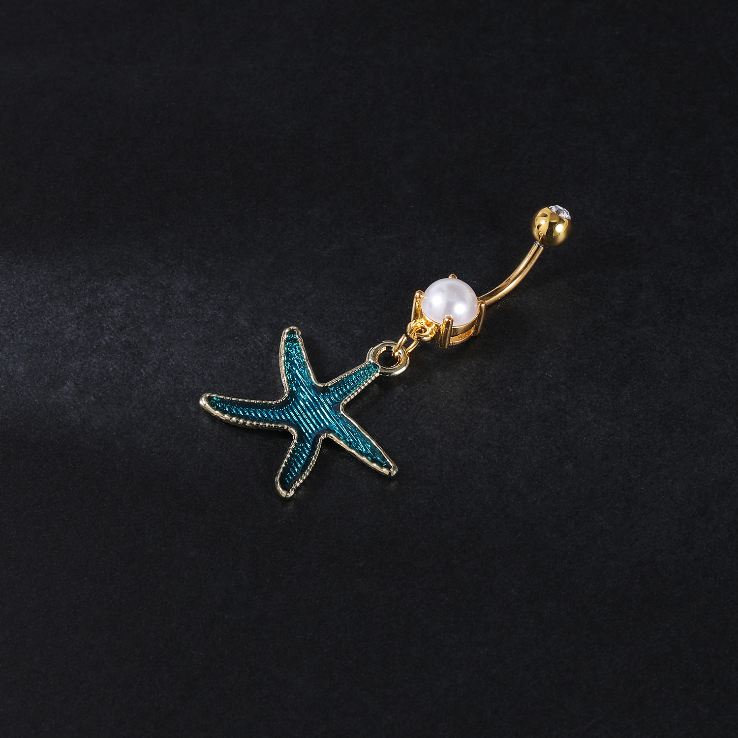 AOEDEJ, 14G, 1 pieza, anillo para Piercing en el ombligo de estrella de mar de cristal, joyería para Piercing corporal con perlas, anillo para el ombligo de concha para mujer de verano