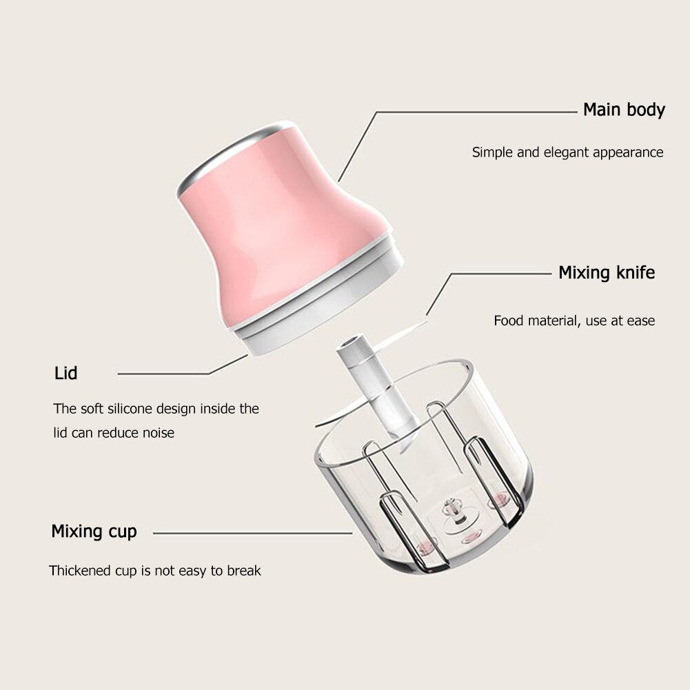 250ml Wireless Electric Garlic Press Mini Meat Grinder Juicer Household Fruit Vegetable Chopper Mixer Kitchen Tools