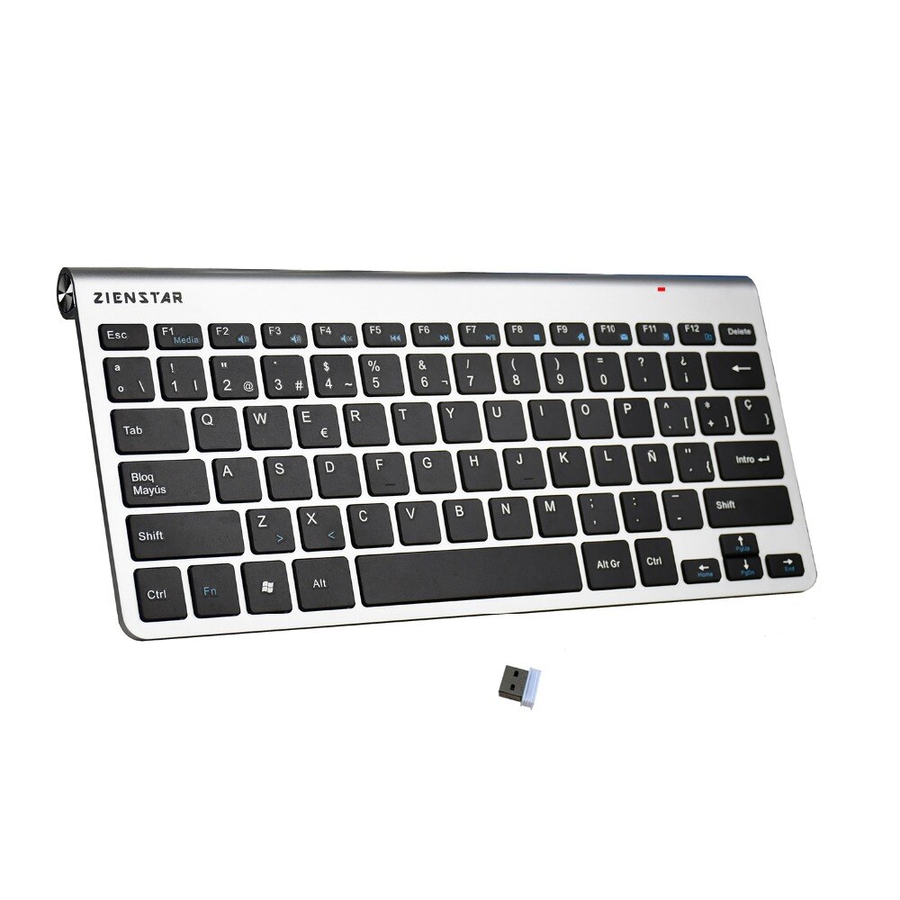 Zienstar-Teclado inalámbrico ultradelgado, 2,4G, idioma español, para Macbook, PC, ordenador portátil, Smart TV con receptor USB