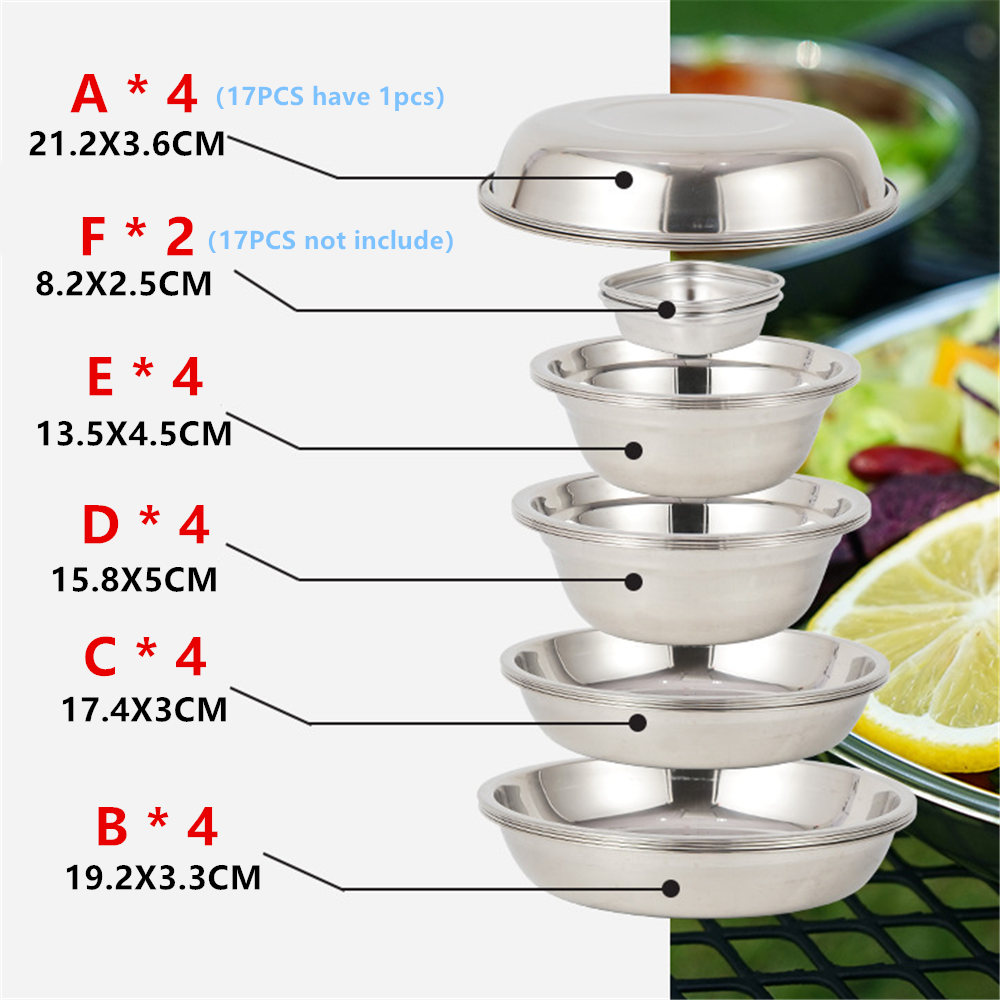 Ensemble de bols de Camping en acier inoxydable, 22 pièces/ensemble, vaisselle de pique-nique Durable en plein air, saladier, récipient de nourriture voyage