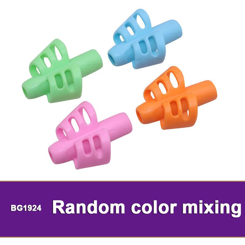 6Pcs Pen grip Two-Finger Grip Silicone Baby Learning Writing Tool Writing Pen Writing Correction Device Children Stationery: BG1924 Color mixing