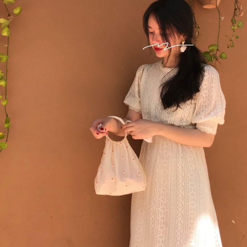 Mulheres rendas bordados sacos florais senhoras bolsa meninas moda nova flor grânulo bolsa tote ombro crossbody sacos pérola bolsa