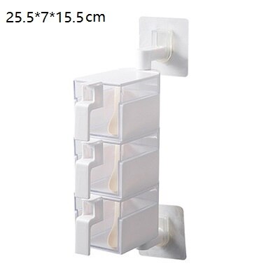 Krydderier opbevaringsbokse vægmonteret roterende krydderkrukke krydderier opbevaring køkken organisation værktøj organisator boks tilbehør: Lag (hvid )2