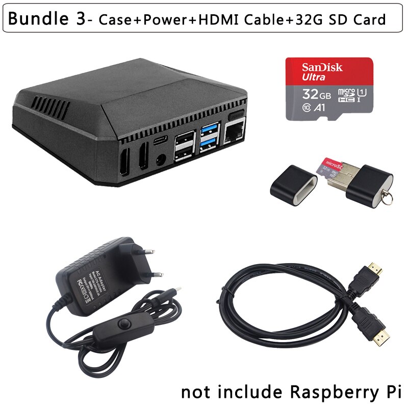 Raspberry  pi 4 aluminium kasse argon one  pi 4 v2 kasse aktiv passiv køling metal skal strømafbryder til raspberry  pi 4 model b: Bundt 3