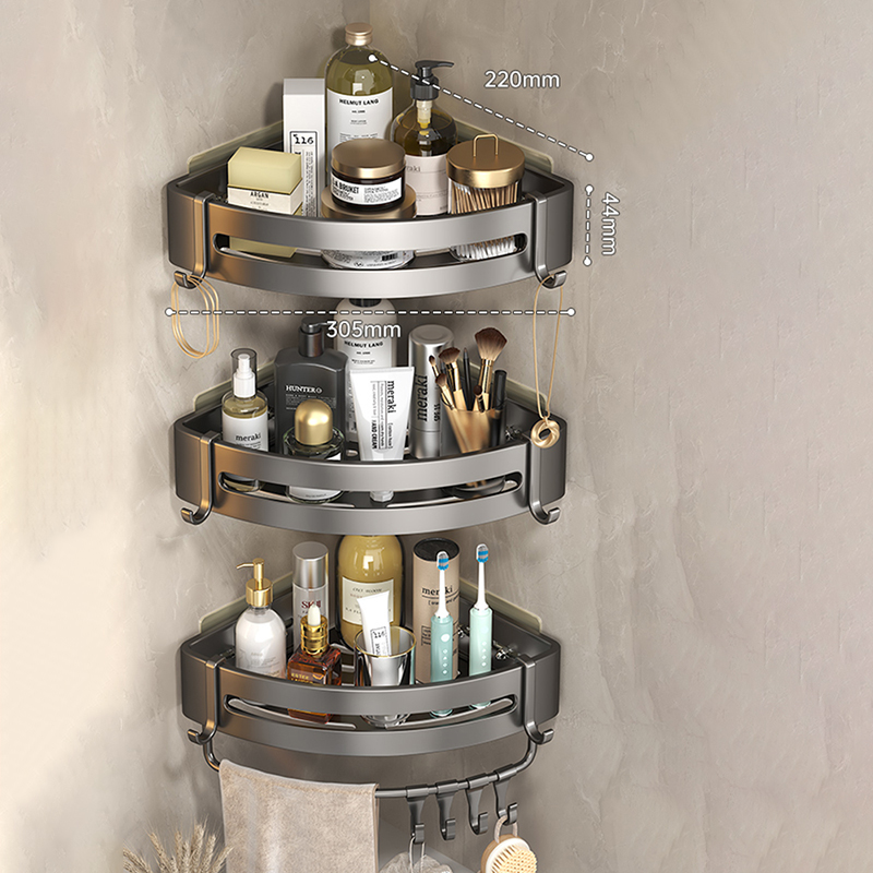 Shower Caddy Corner Hanging Rack Bathroom Organizers and Storage Floating Shelves for Wall no Drilling Corner Shelf Wall Mounted: Light Grey
