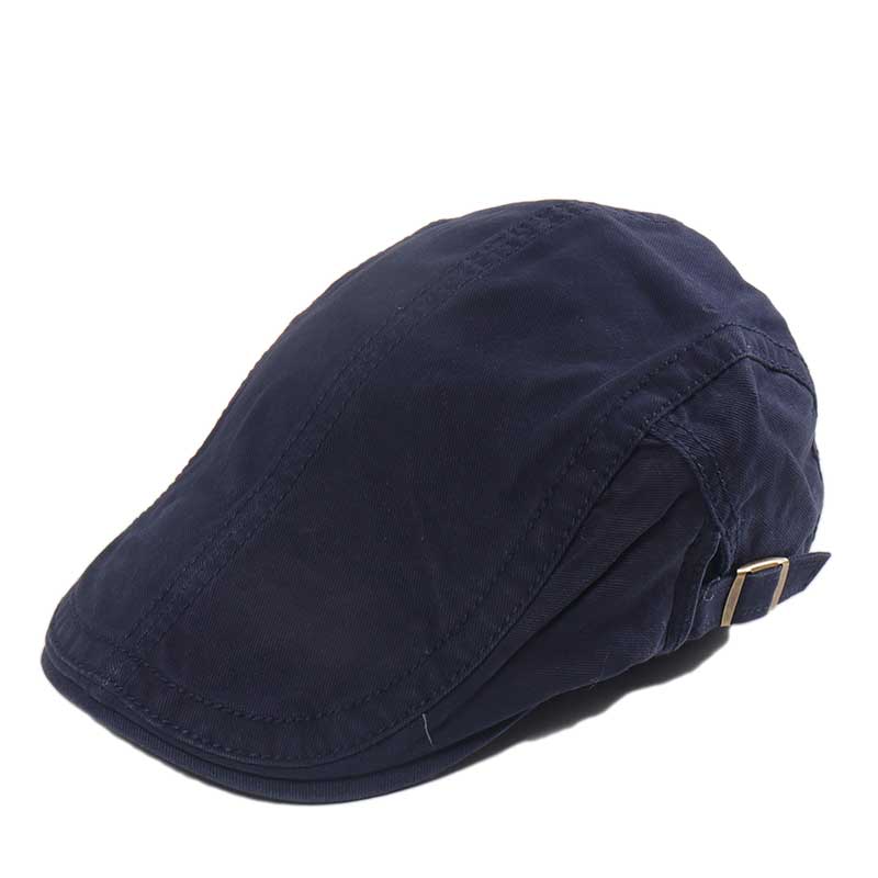Spring Summer Men's Hats Duckbill Berets Hat for Male Washed Cotton Solid Golf Visors Herringbone Flat Caps Casquette: Blue