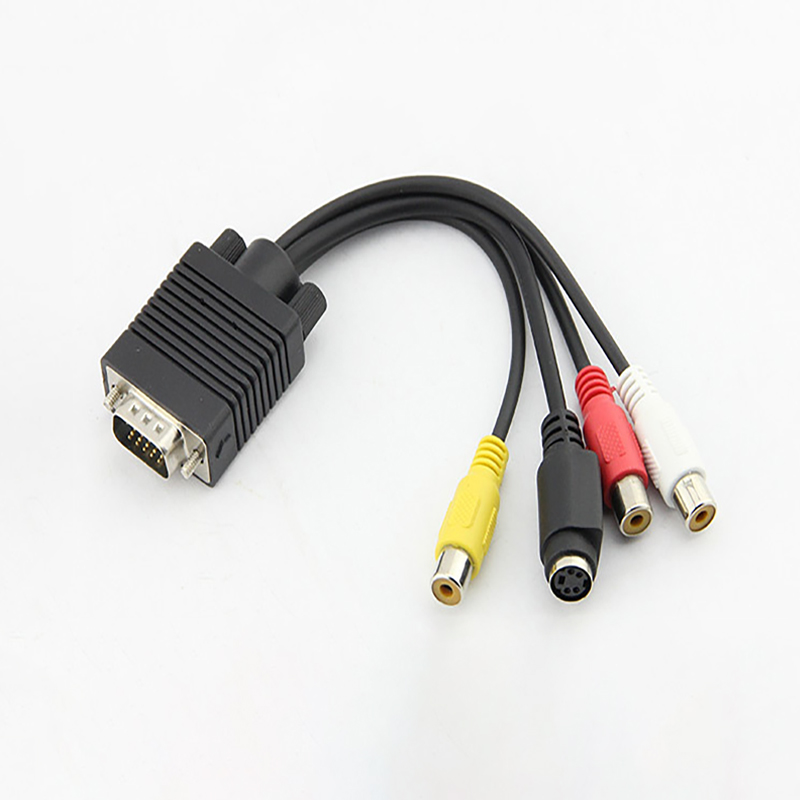 1PCS VGA SVGA to S Video 3 RCA Converter AV TV Out Cable Adapter RCA Female Connector Video Cable for Laptop PC HDTV Monitor