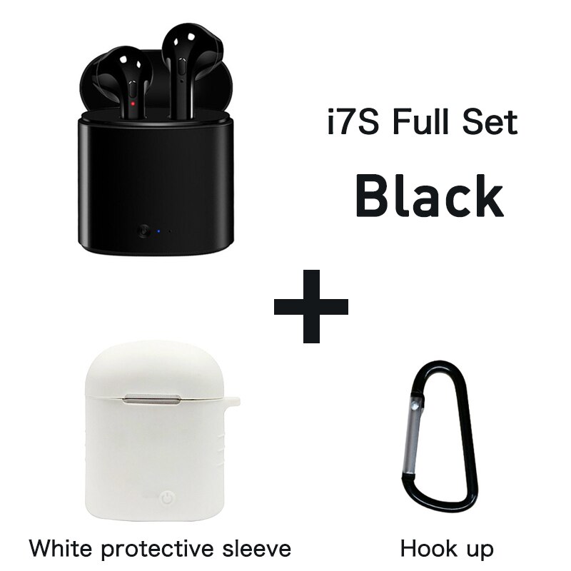 i7s TWS Wireless Earphone Bluetooth 5.0 Stereo Headphones In-Ear Sports Handsfree Earbud With Mic Charging Pod For iPhone Xiaomi: i7s(Black)White case