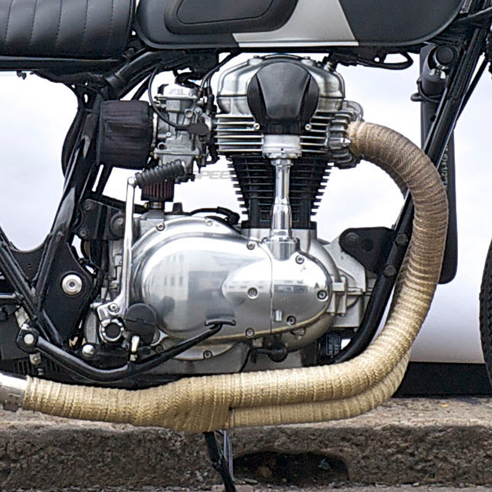 Universelt motorcykeltilbehør ubrændbart turbo manifold varmeudstødning termisk wrap tape & rustfri bånd 1.5mm*25mm*5m