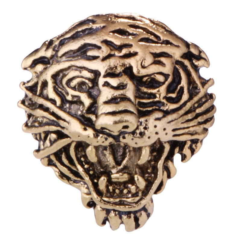 Retro Metal Tiger Animal Brooch Men&#39;s Suit Collar Pin Badge Clothing Jewelry for Women Accessories