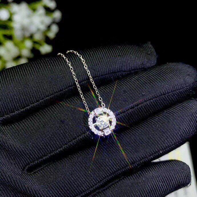 Glänzende moisanit-edelsteinkette, damen-silberkette, schmuck, 925 sterlingsilber-geburtstags- und jahresandenken
