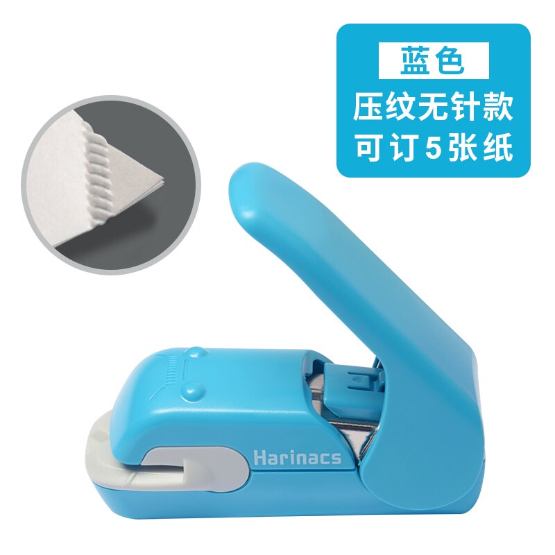 KOKUYO-grapadora sin grapas, grapadora de mano multifunción, portátil, para oficina, estudiantes, sin marcar, tipo en relieve, 5/10 hojas: Blue Embossing
