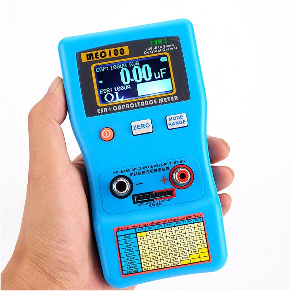 MEC-100 Digital Display Capacitor Meter High Precision Autoranging Electrolytic Capacitance Resistance Meter ESR Tester