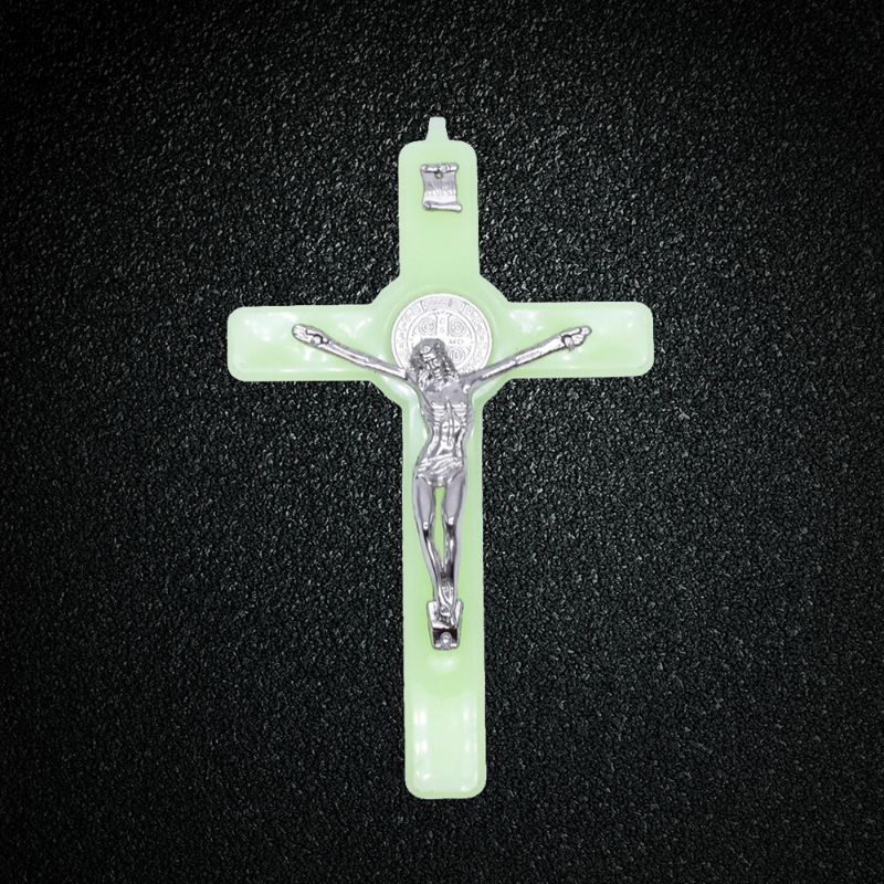 Croix lumineuse en jésus-Christ | Pendentif lumineux en croix de jésus, ornements Crucifix, breloques