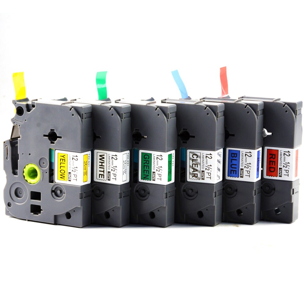 Brother 1/2 (12mm) White on Lime Green P-touch Tape for PT550, PT-550 Printer