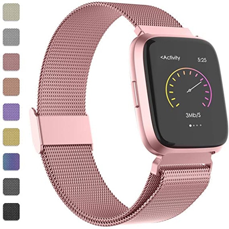 Strap Metal Stainless Steel Band For Fitbit Versa Strap Wrist Bracelet fit bit Lite Verse 2 Band Accessories: Rose Pink