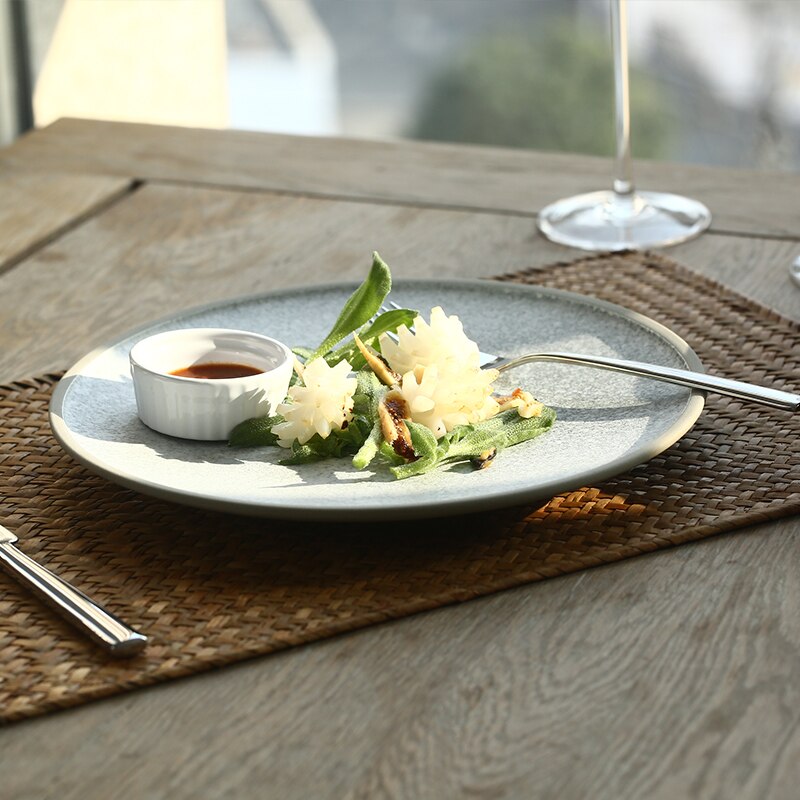 KINGLANG oryginalne zaprojektowane talerze ceramiczne wyglądają jak kamienne duże płytki talerz zachodniej jakości talerze restauracja hurtownia