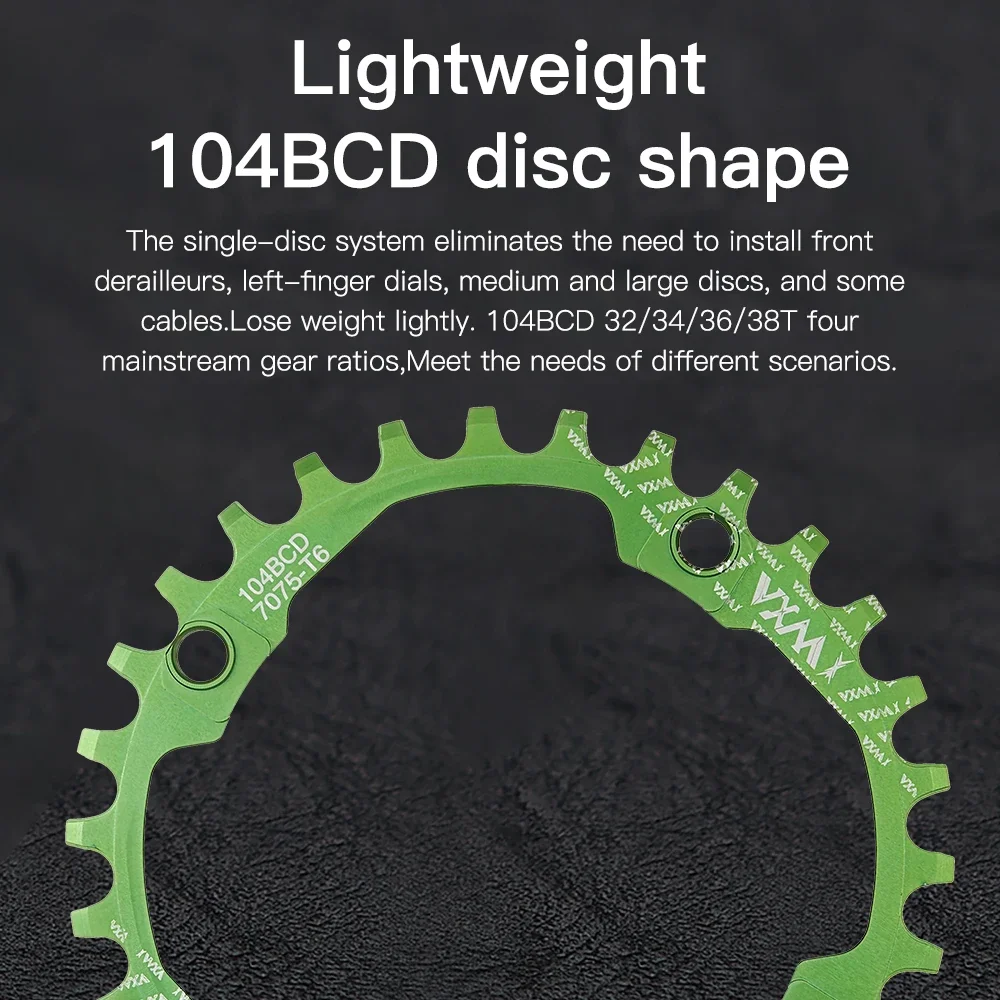 VXM-104BCD Mountainbike Crank Kettingblad Ronde 30 T-52 T Smalle Brede Ketting Wiel Ster Ring MTB licht 104 BCD Fiets Accessoire