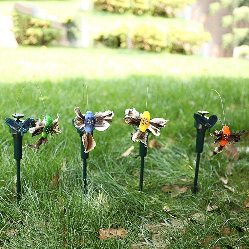 Solar dyr sød sommerfugl kolibri dekoration elektrisk fjer fugl jardineria decoracion have hjem dekoration forsyninger^^: Kolibri