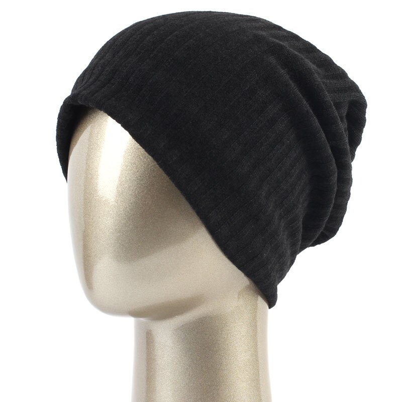 Geebro damska prążkowana czapka typu czapka bez daszka zimowa jednobarwna bawełna Slouchy czapki dla kobiet panie Balavaca Skullies & czapki Dropshipping: czarny