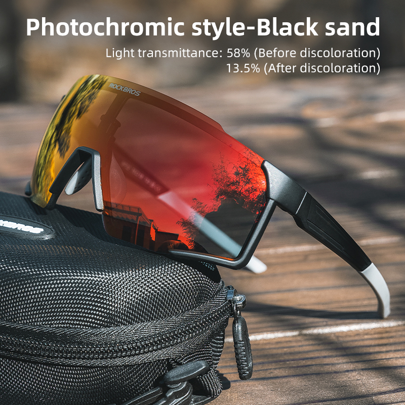 Rockbros fietsbril, fotochromatische gepolariseerde bril,  uv400 beschermingsopties, zonnebril, fietsbril, outdoor sportbril, fietsbril: Rood