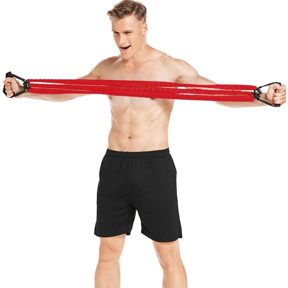 Treningsbånd bryst arm ekspander tre rør fitness tau hjemme gym trening styrke kroppsmuskel treningsutstyr