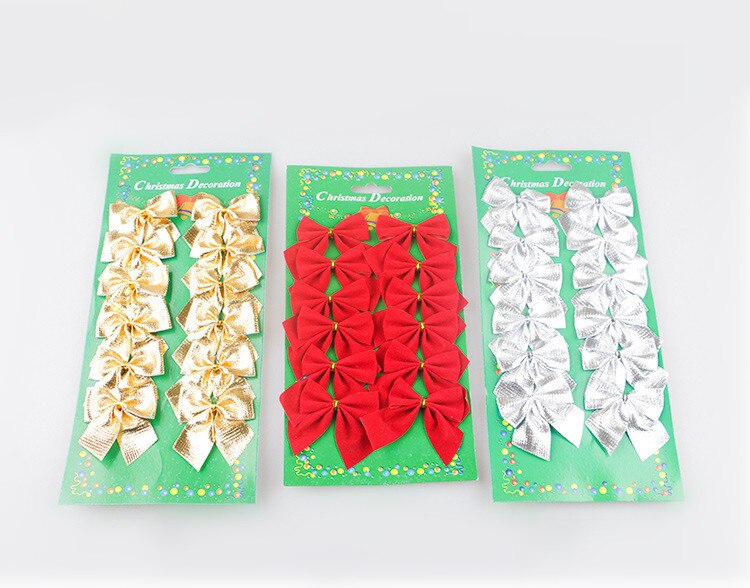 12 st/lot rosetter till julgran guld silver röda färger jul hem fest dekoration års rosett xmas rosetter