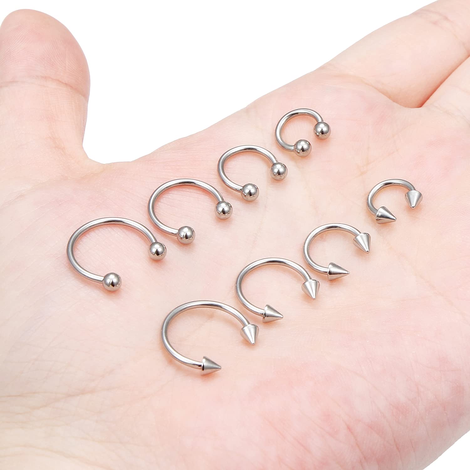 1 pièces 16G acier chirurgical nez Septum fer à cheval cerceau boucle d'oreille sourcil Tragus lèvre Piercing anneau boules pointes 6-12mm