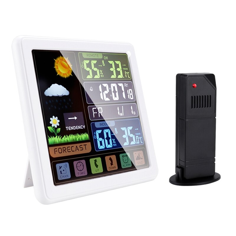 Digitale Wekker Weerstation Met High Definition Touchscreen Display Indoor Thermometer Hygrometer