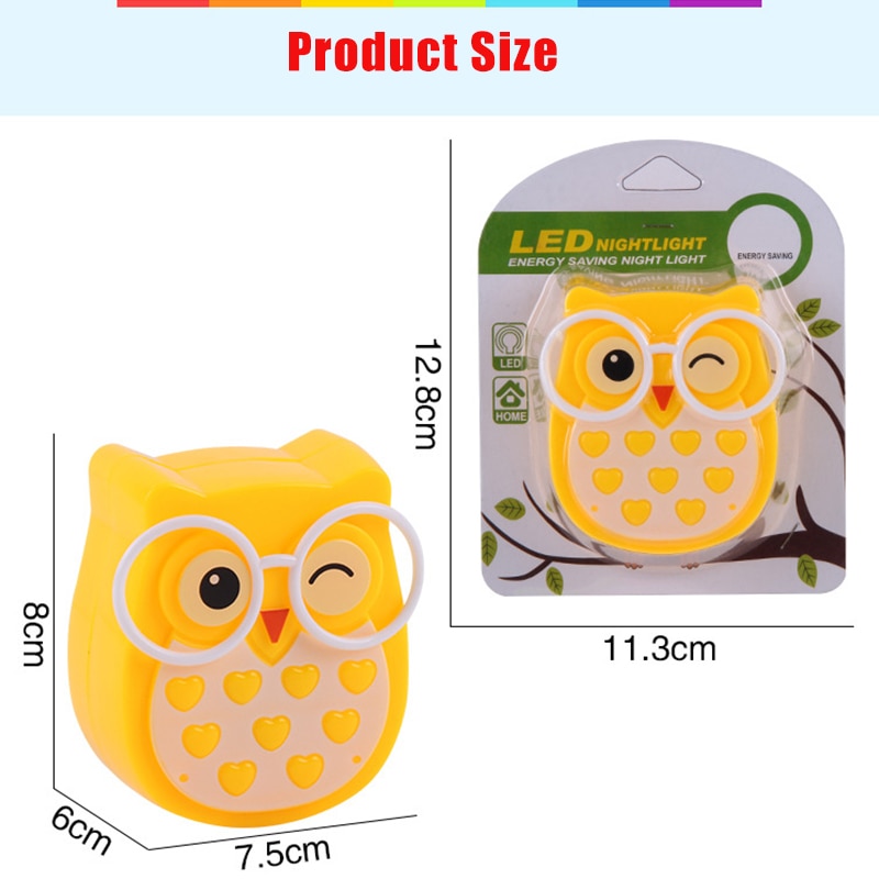 4 Colors Mini Owl Led Night light Auto Sensor Light Control Lamp EU US Plug Child Kid Baby Bedside Bird Light Socket nightlight
