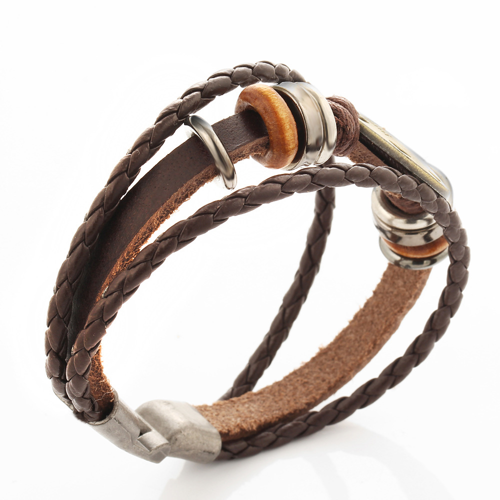 60 pz/lotto 12 costellazione zodiaco intrecciato bracciali in pelle marrone braccialetti per uomo donna Punk ariete leone bilancia gioielli all'ingrosso
