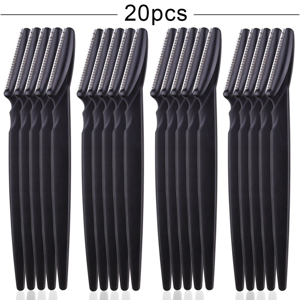 20/40/80Pcs Eyebrow Razor Safe Face Blade Eye Brow Shaper Tool Hair Removal Trimmer Scraper Portable Woman Makeup: 20Pcs Black