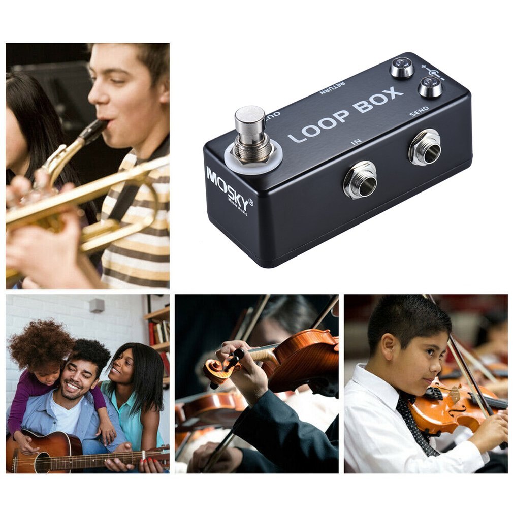 Portable Guitar Effect Pedal Compressor Booster Distortion Overdrive Fully Analog True Bypass DC 9V 1A Adapter 5 Way Cable