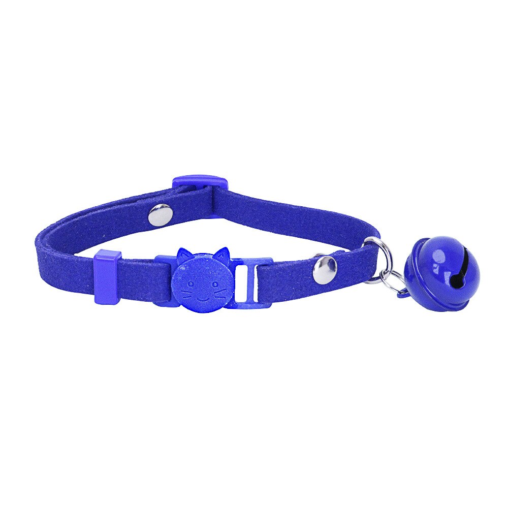 Nylon Bell Cat collar Small Pet Cat Collier Chain Kitten Neck Strap for Teddy Chihuahua Kitten Soft Korean Velvet safety: Blue / 22-35cm